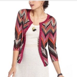 Anthropologie Pink Chevron Cardigan